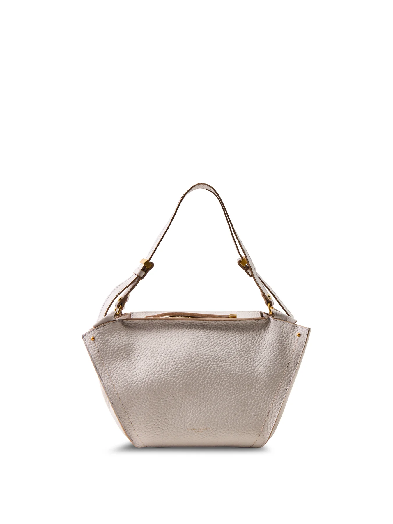 Bloom Structured Leather Tote Bag Beige