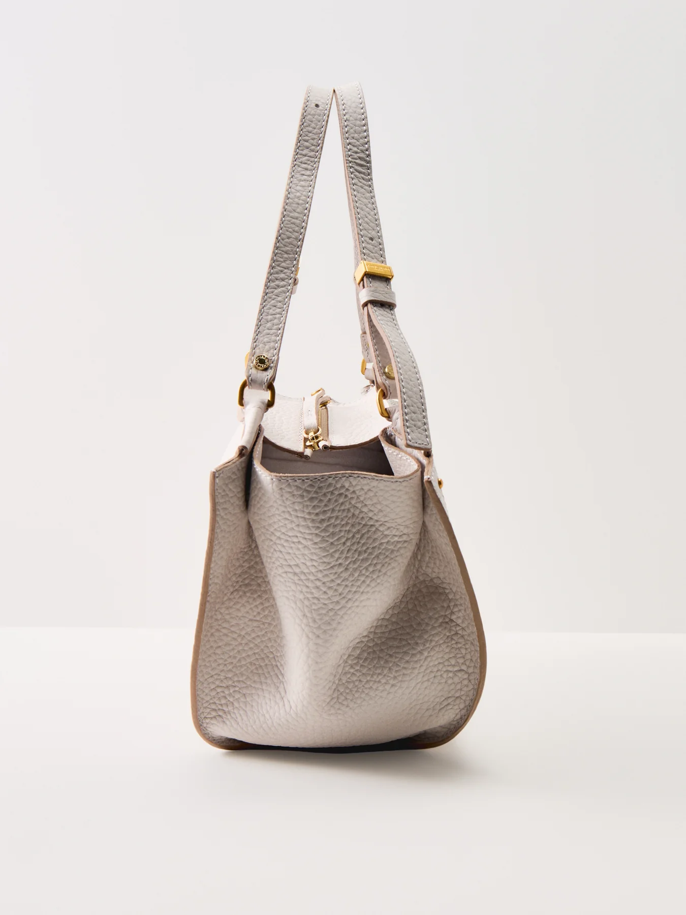 Bloom Structured Leather Tote Bag Beige - Image 4