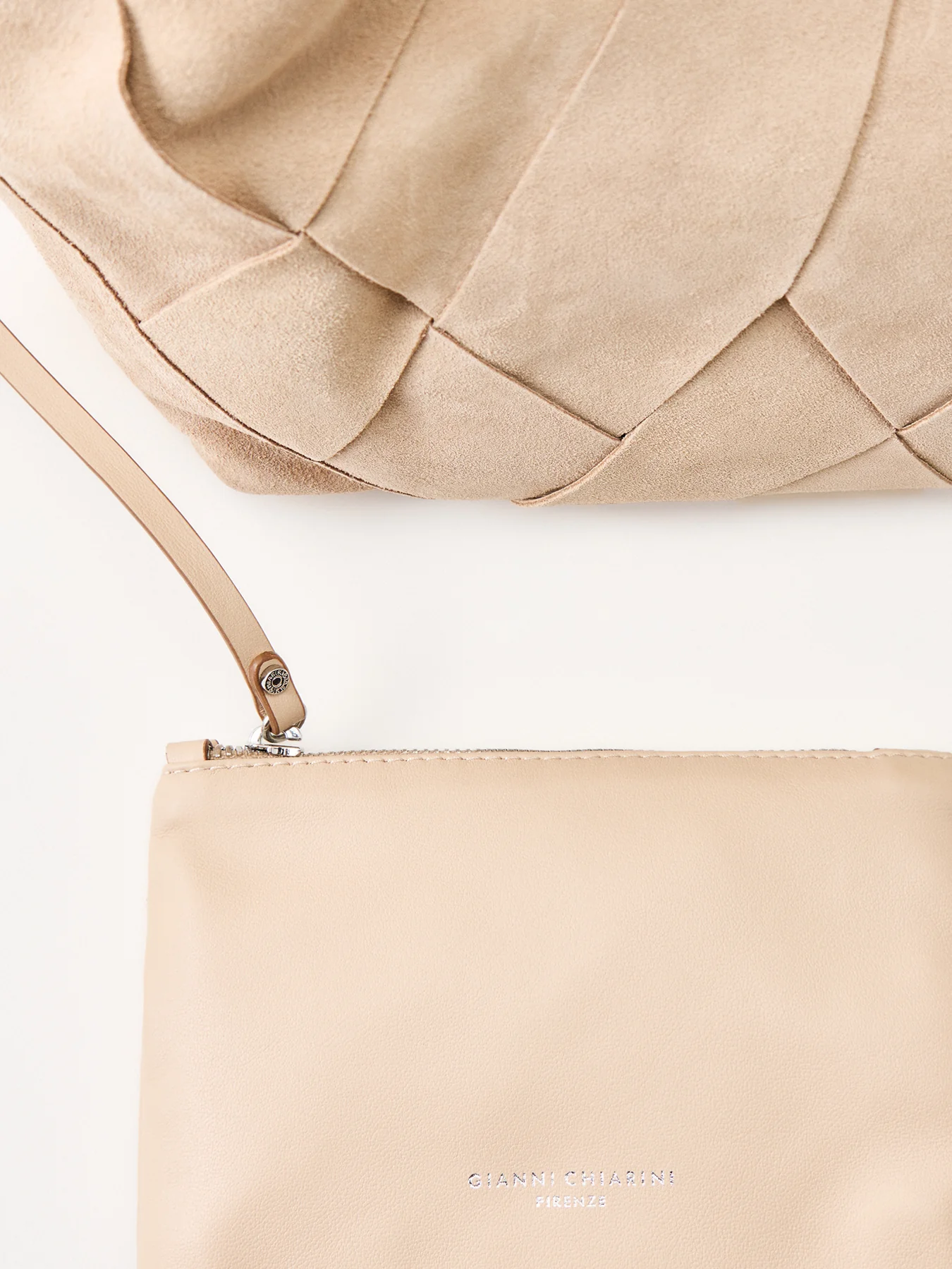 Dua Suede Medium Shoulder Tote Beige - Image 5