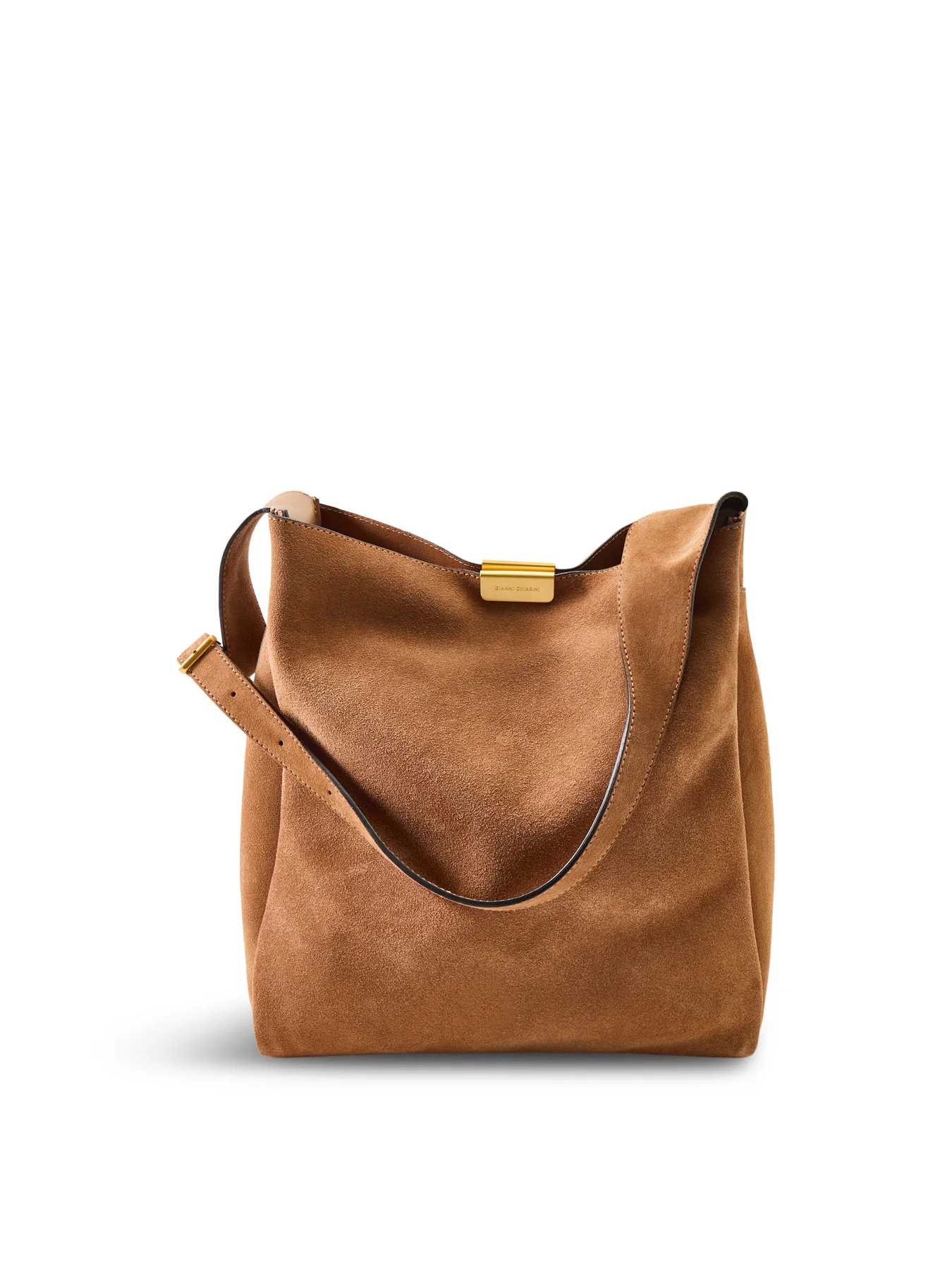 Slouch Leather Shoulder Tote Bag Brown
