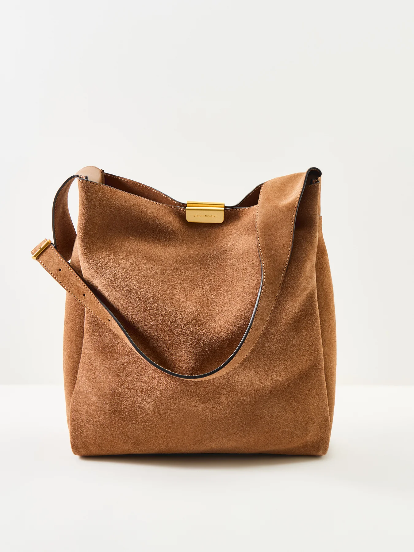 Slouch Leather Shoulder Tote Bag Brown - Image 6