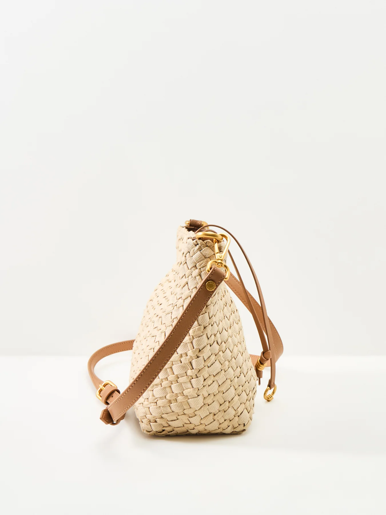 Mercy Straw Bucket Shoulder Bag Beige - Image 4