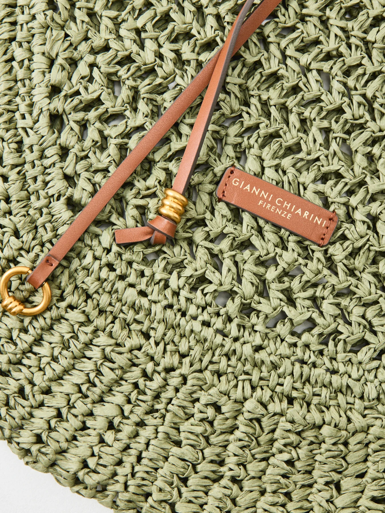 Nefeli Round Paper Straw Shoulder Bag Green - Image 5