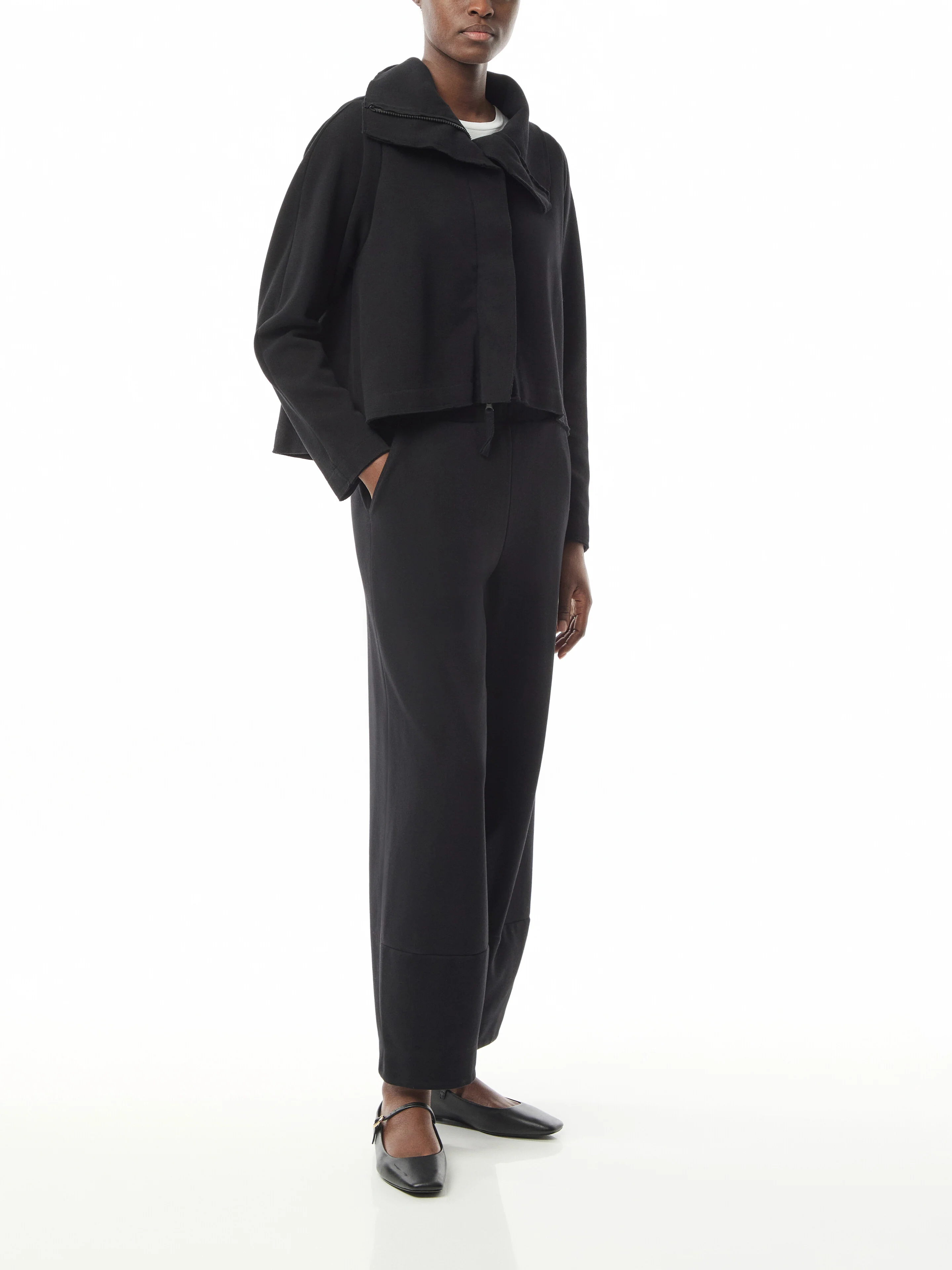 Jersey Wide Leg Trousers Black - Image 2