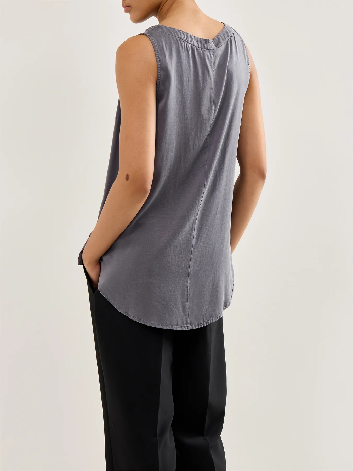 Silk Sleeveless Top Black Silver - Image 5