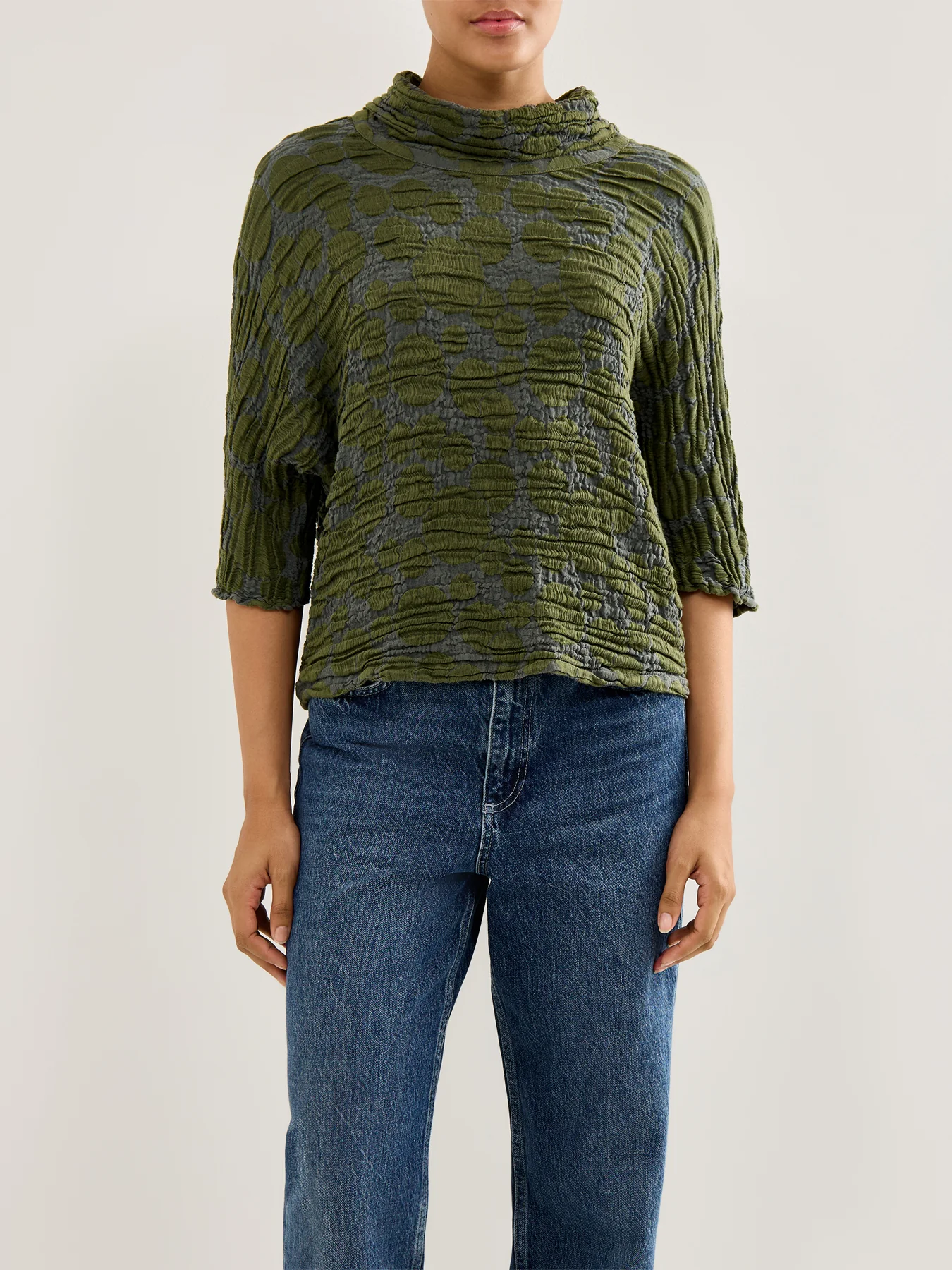Spot Cowl Neck Top Forest Mist - Image 4