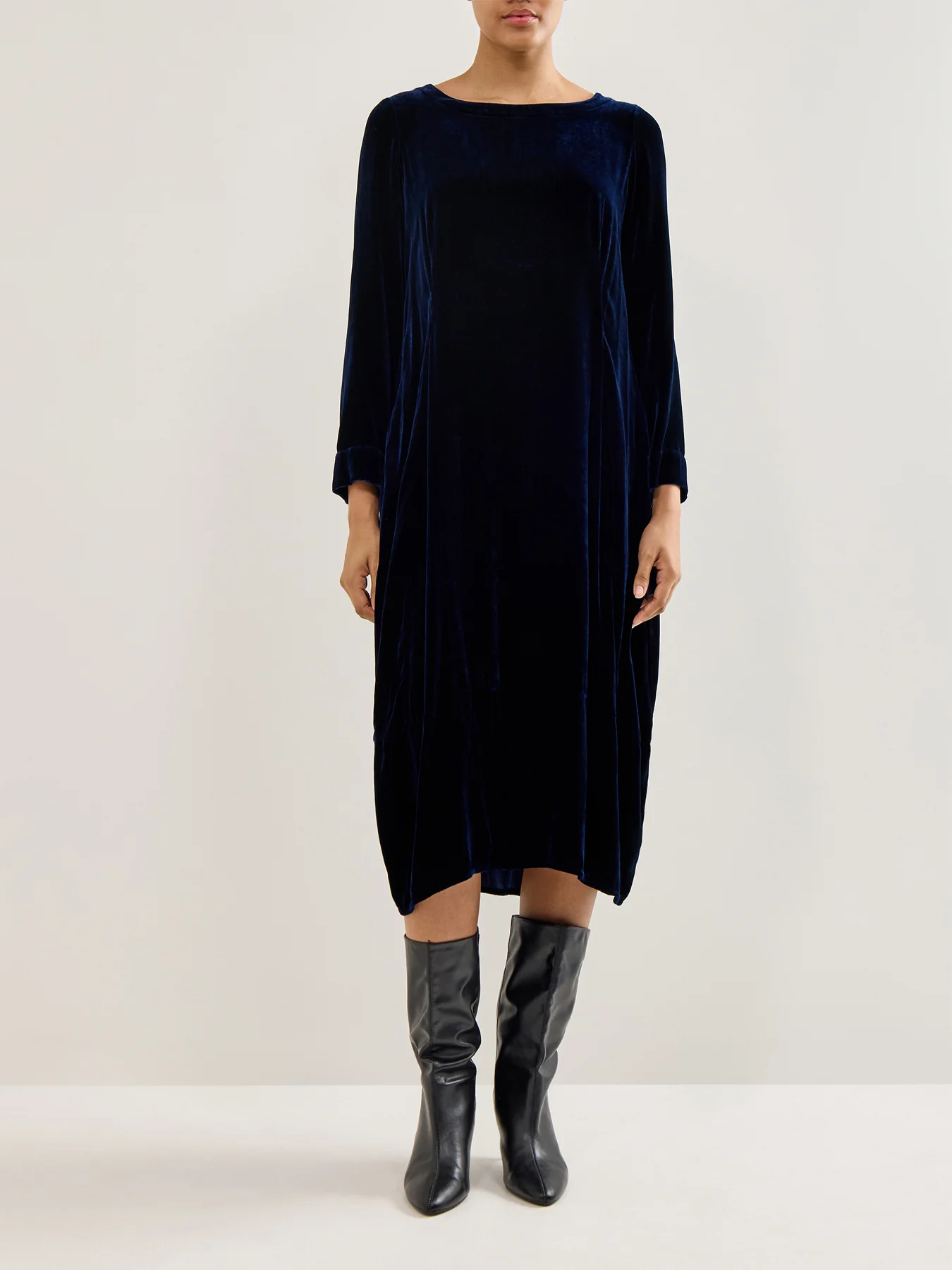 Velvet Long Sleeve Dress Royal Blue - Image 4