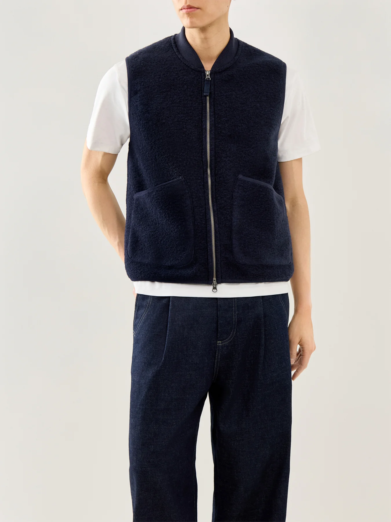 Knitted Boiled Vest Navy - Image 4