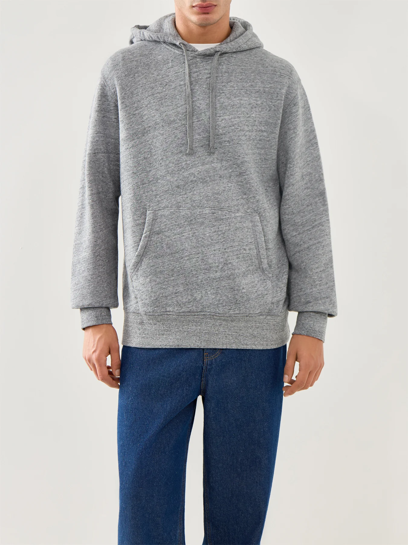 Brushed Fleece Hooded Sweat Heather Grey - Image 4
