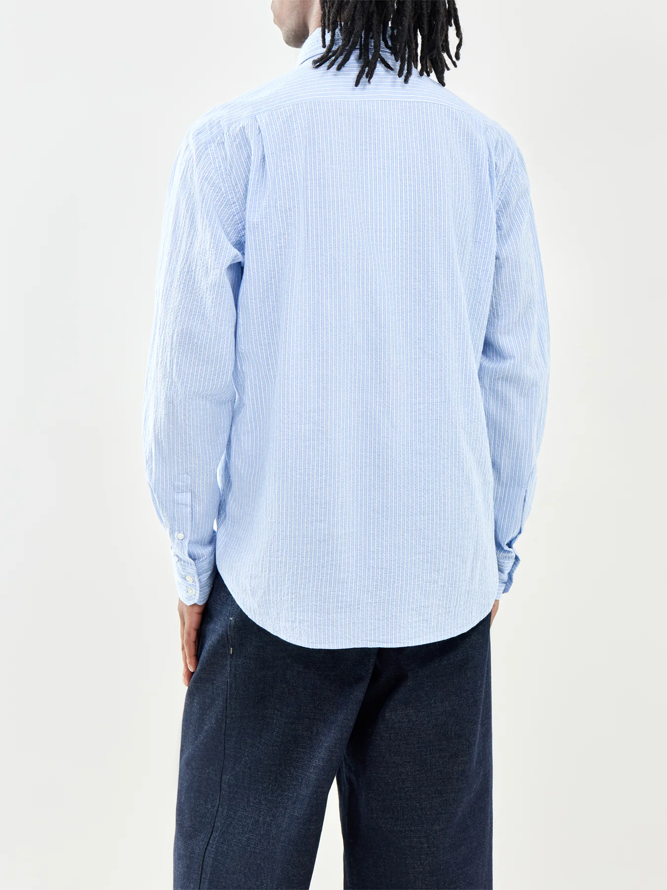 Striped Cotton Shirt Blue - Image 5