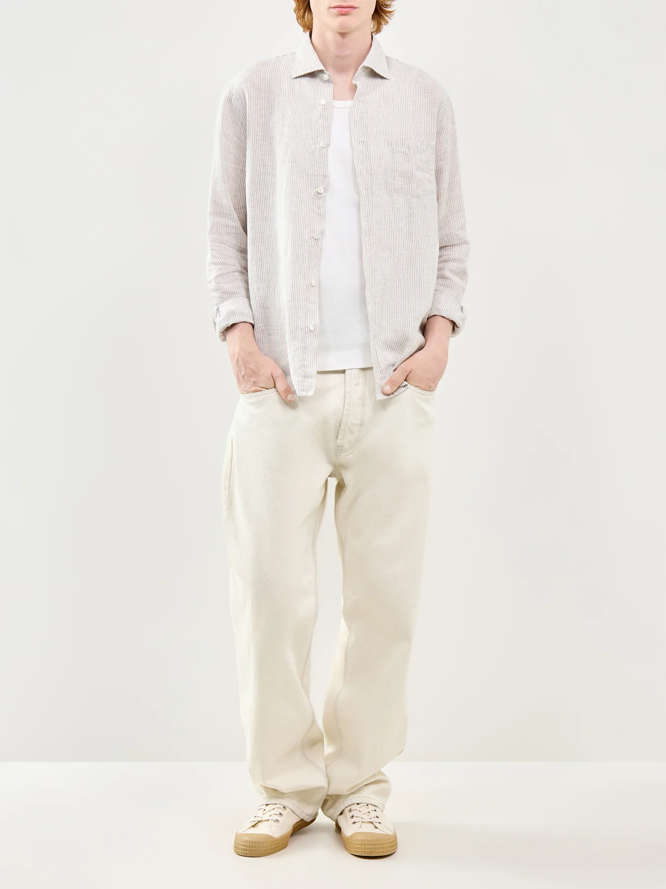 Linen Long Sleeve Shirt White - Image 2