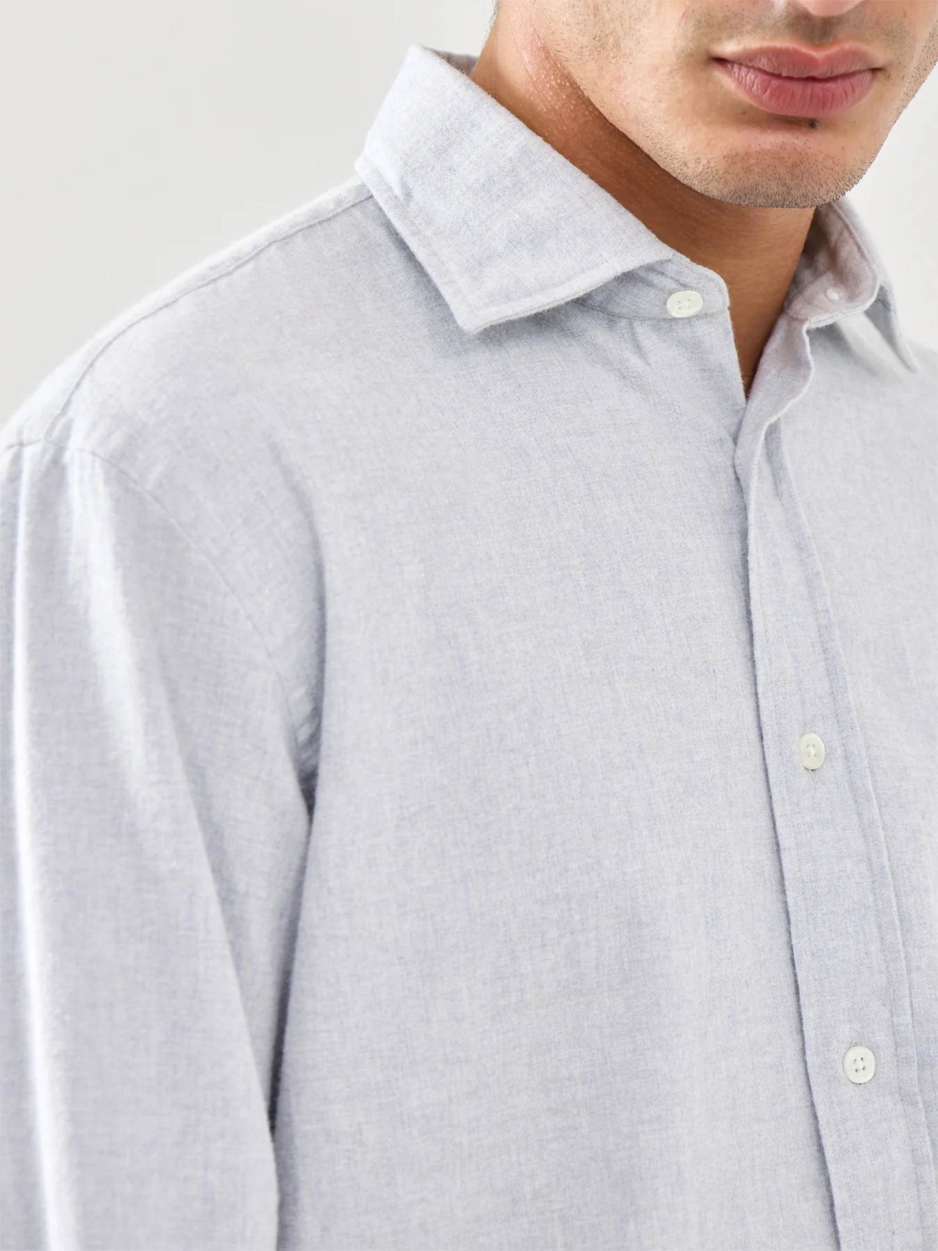 Paul Melange Flannel Woven Shirt Sky Blue - Image 3