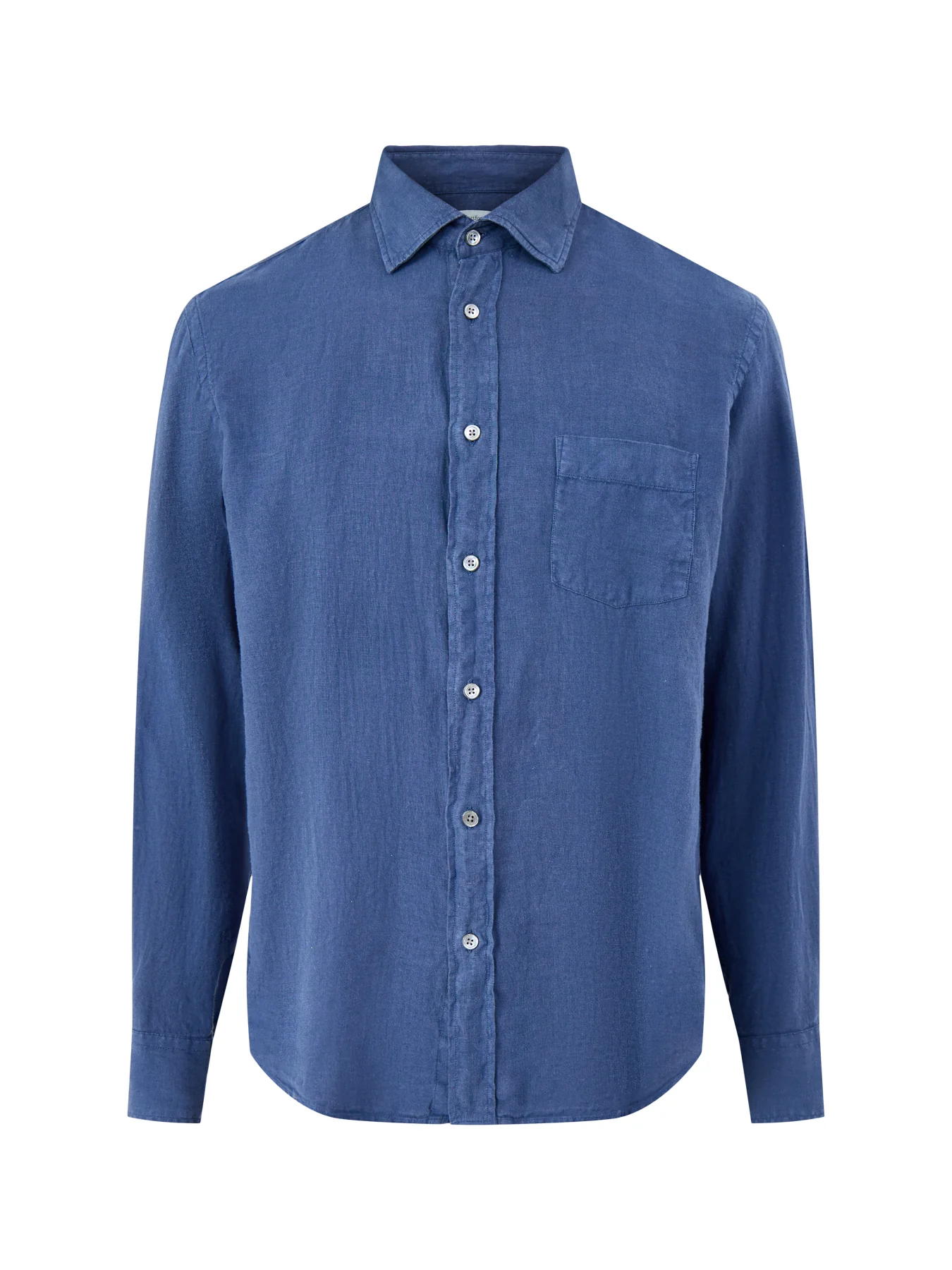 Patterned Linen Shirt Blue