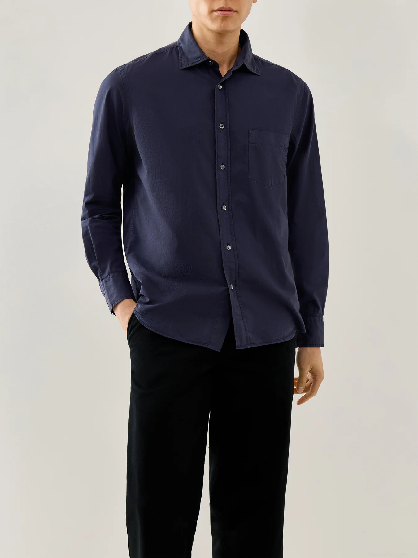Paul Pat Peach Twill Shirt Navy - Image 4