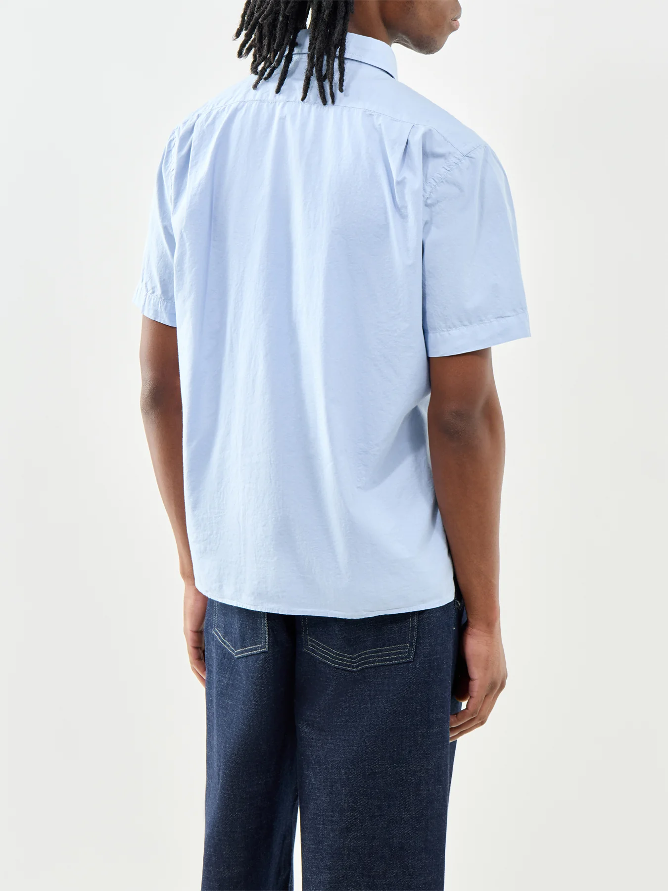 Short Sleeve Cotton Shirt Blue - Image 5