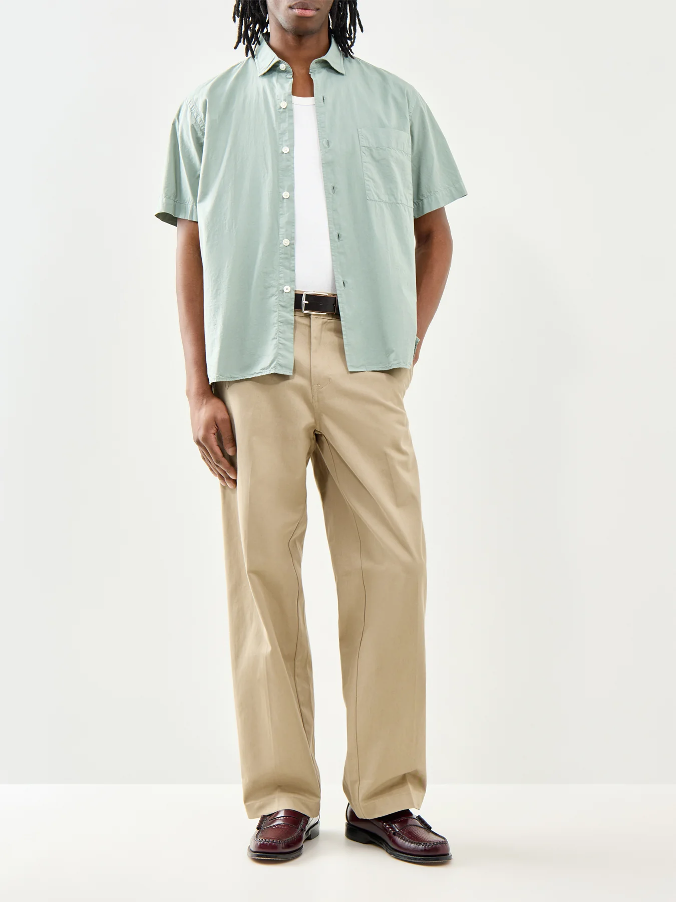 Short Sleeve Cotton Shirt Green - Image 2