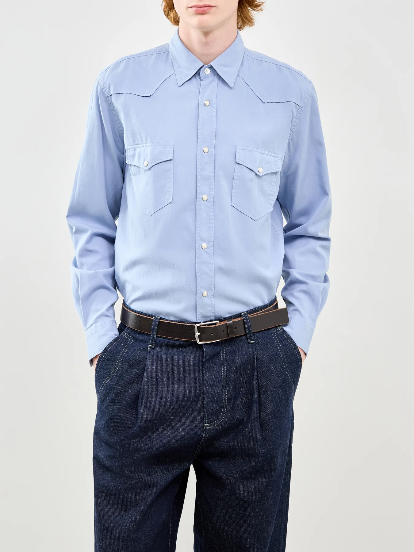 Long Sleeve Pattern Shirt Blue - Image 4