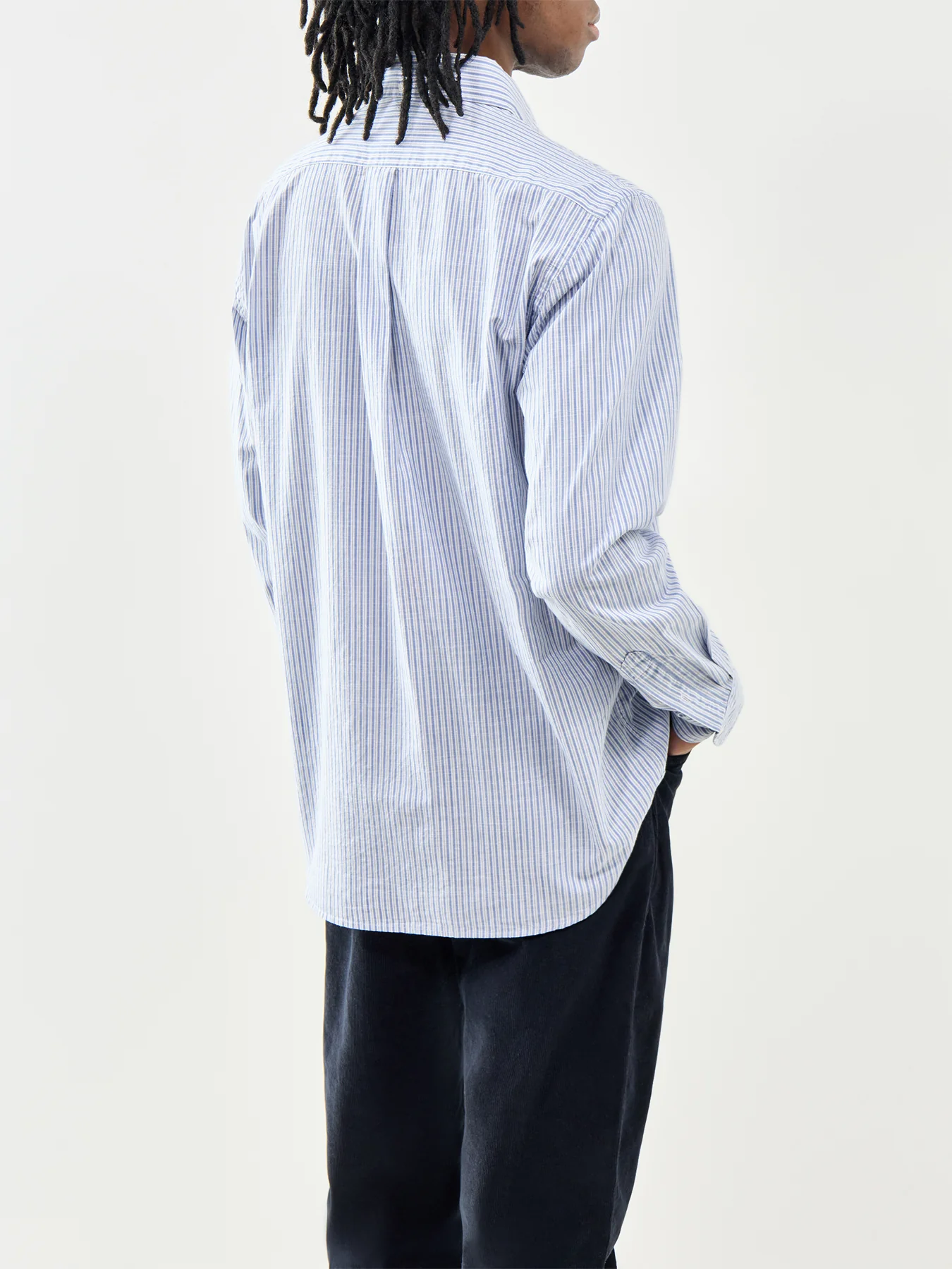 Stripe Cotton Shirt Blue - Image 5