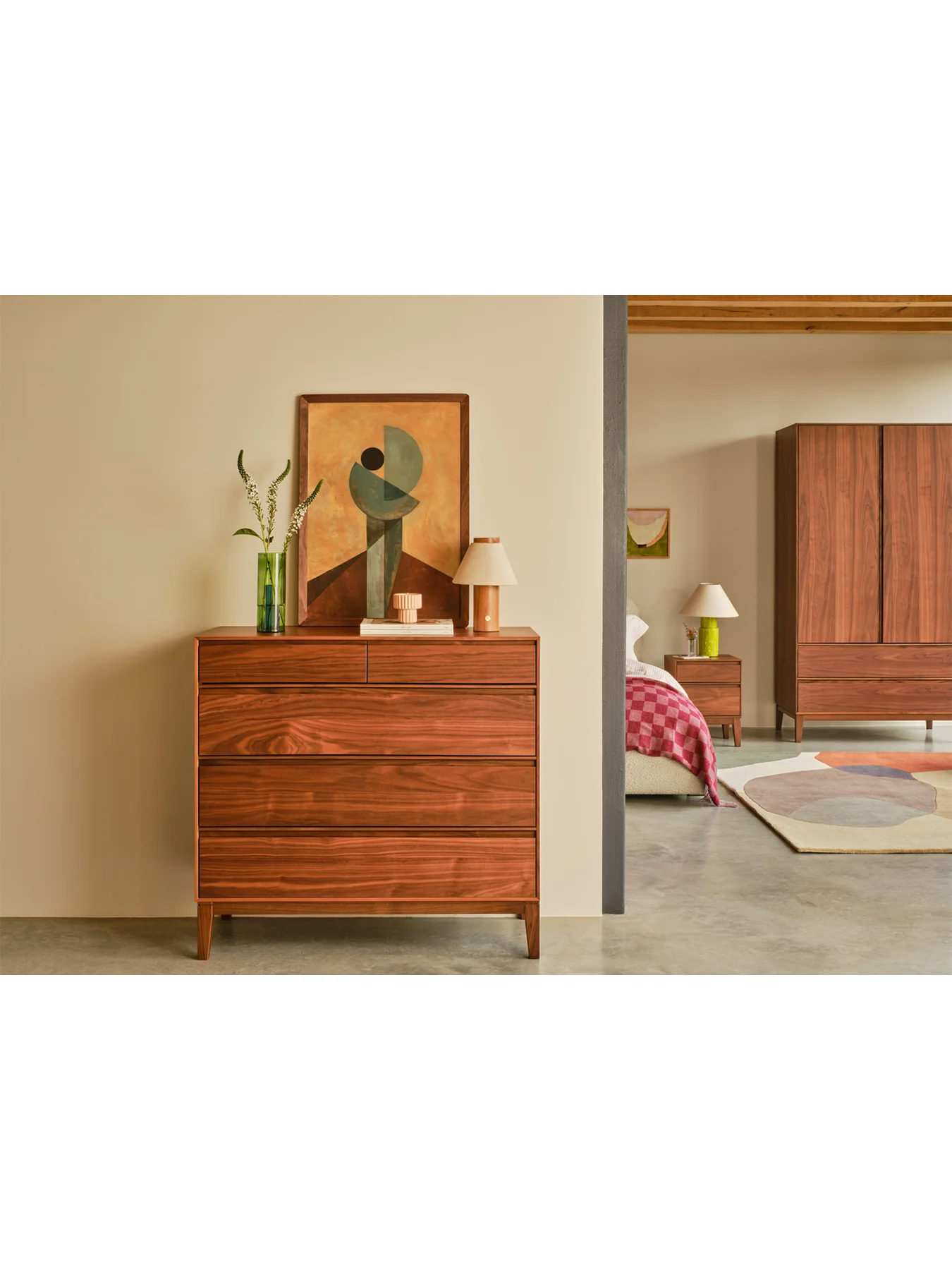 Lars Walnut 5 Drawer Chest - Image 2