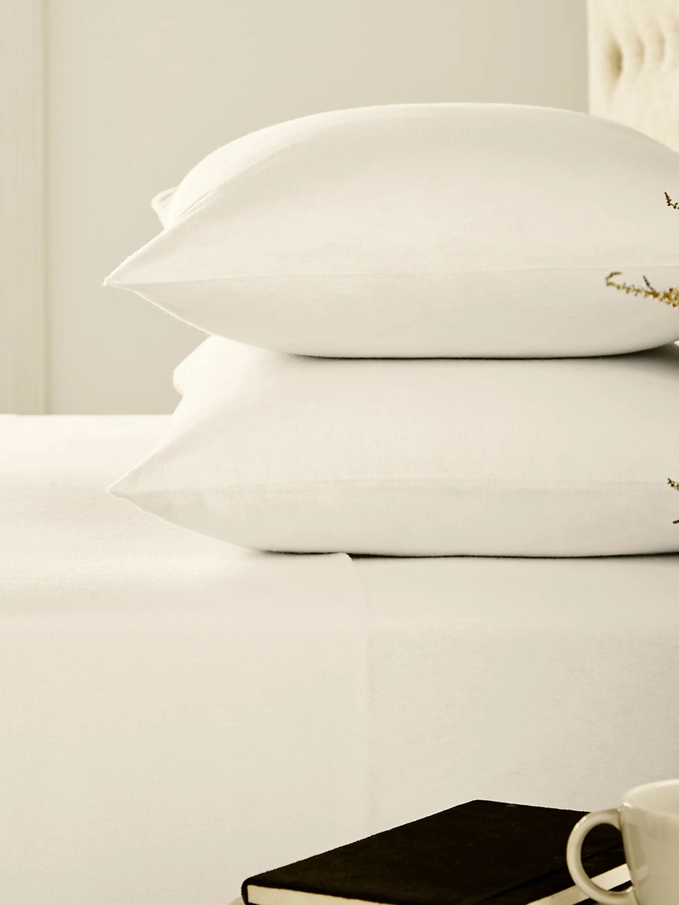 Ivory Brushed Cotton Fitted Sheet Double - Image 2