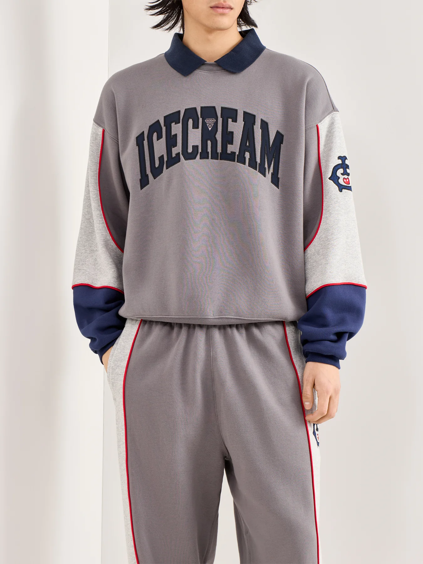 Collared Warm-Up Sweatshirt Grey - Image 4