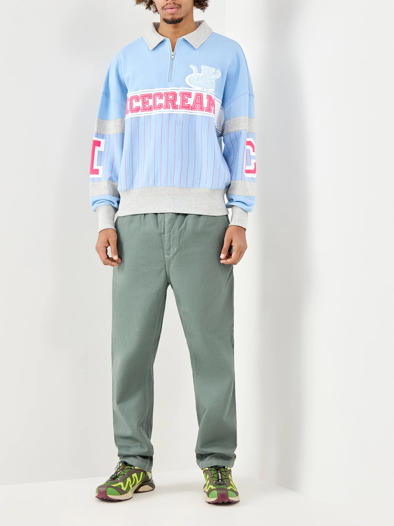 Ic Cubs Collared Quarter Zip Sweatshirt Blue - Image 2