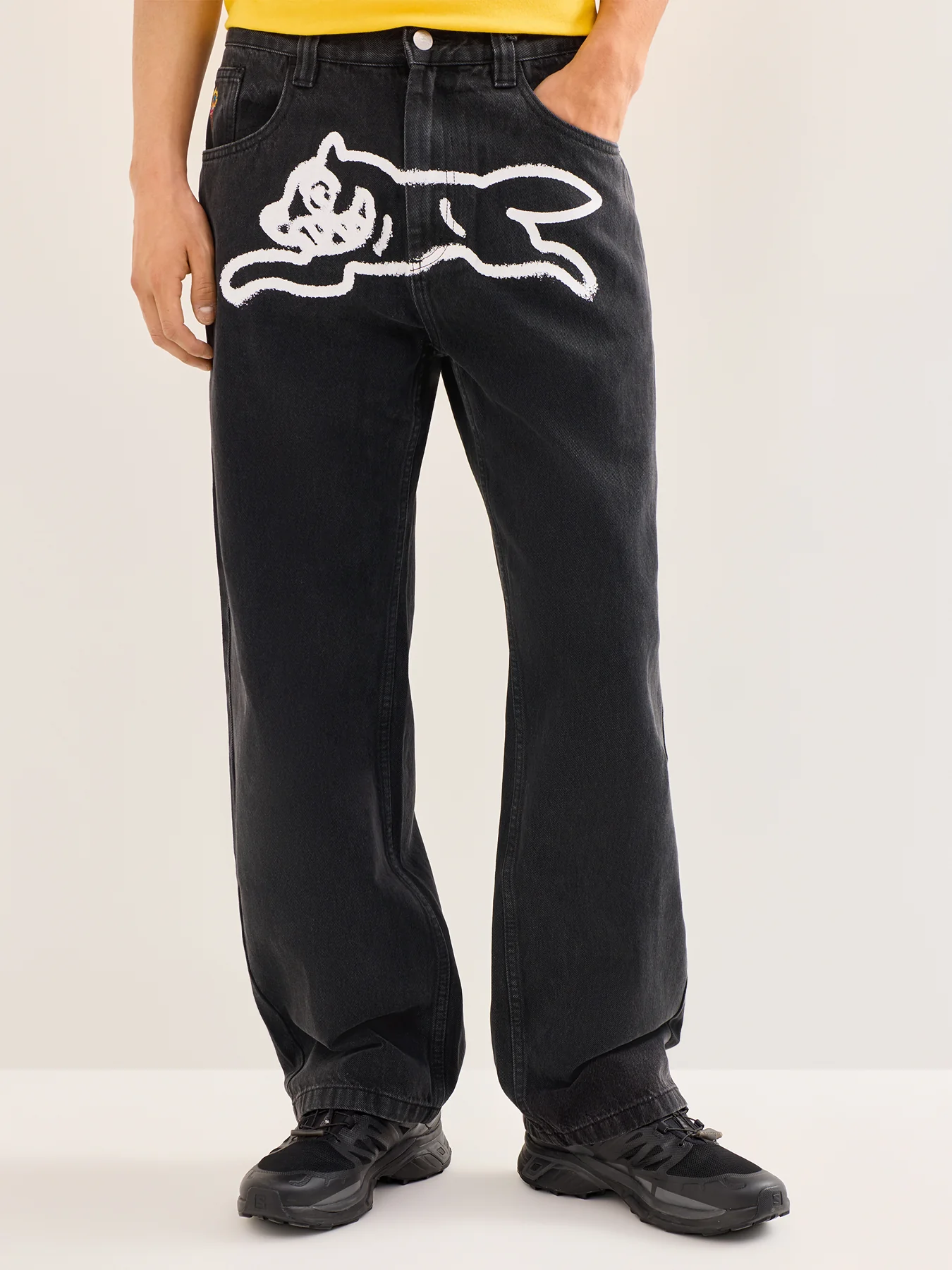 Spray Paint Running Dog Denim Pant Black - Image 4