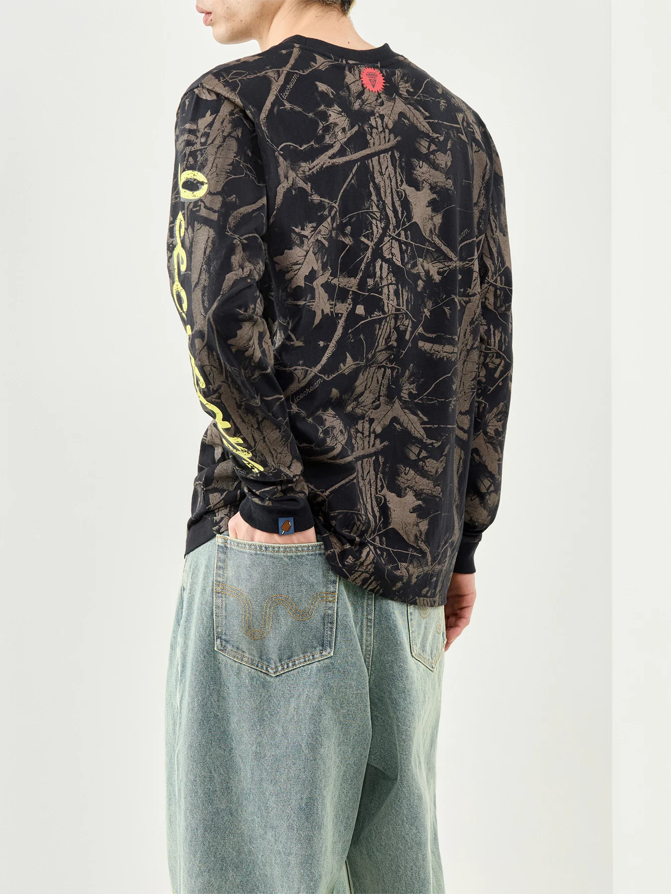 Tree Camo Long Sleeve T-Shirt Black - Image 5