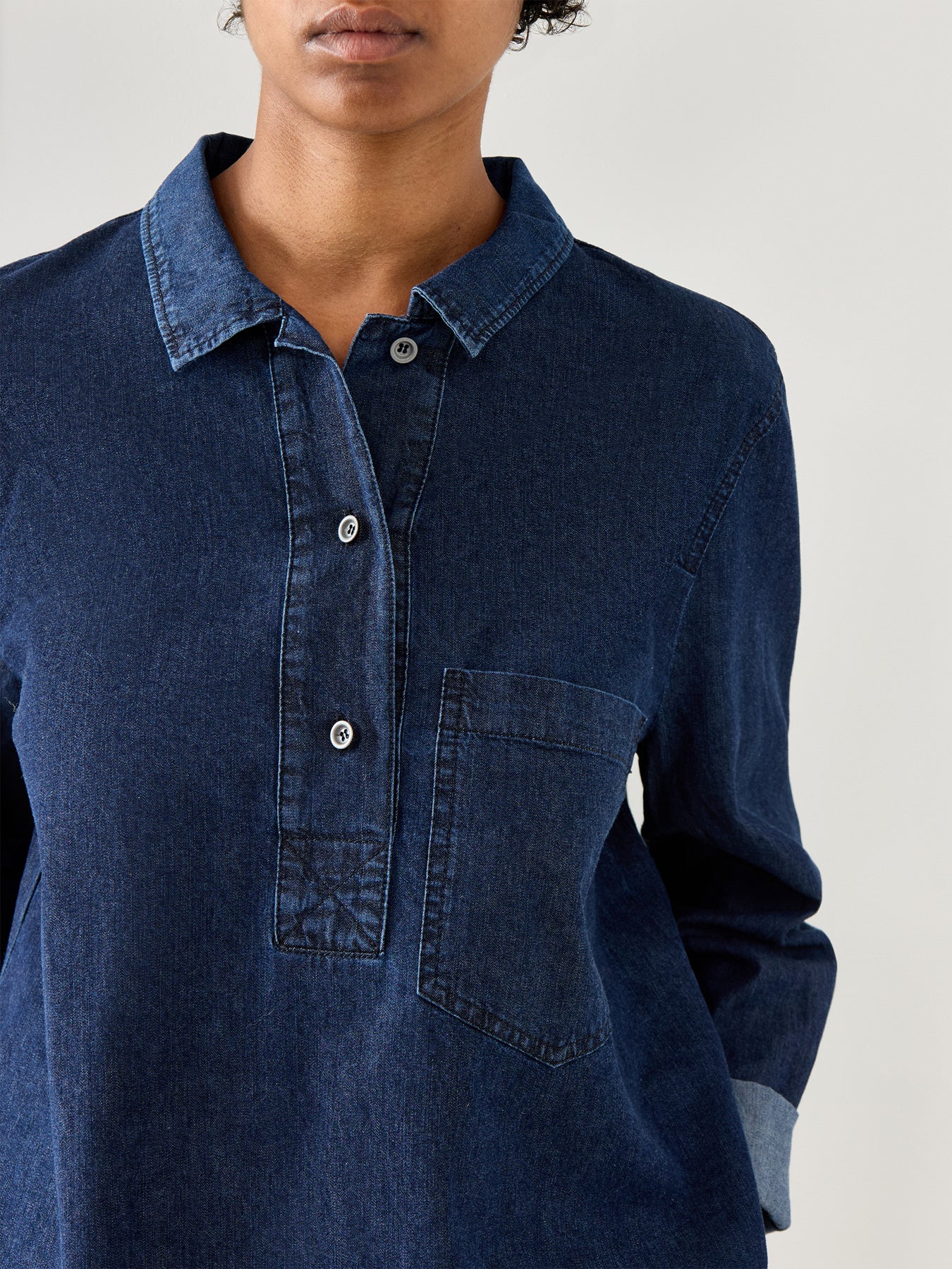 Bluse 506 Wash Shirt Long Sleeves Blue - Image 3