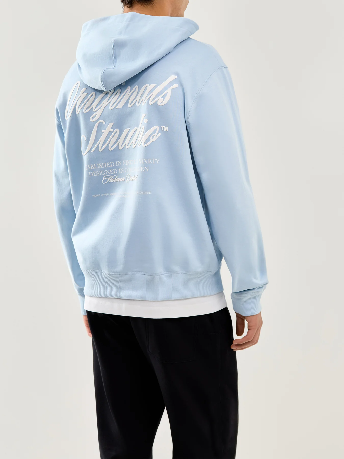 Typo Back Sweat Hoodie Blue - Image 5