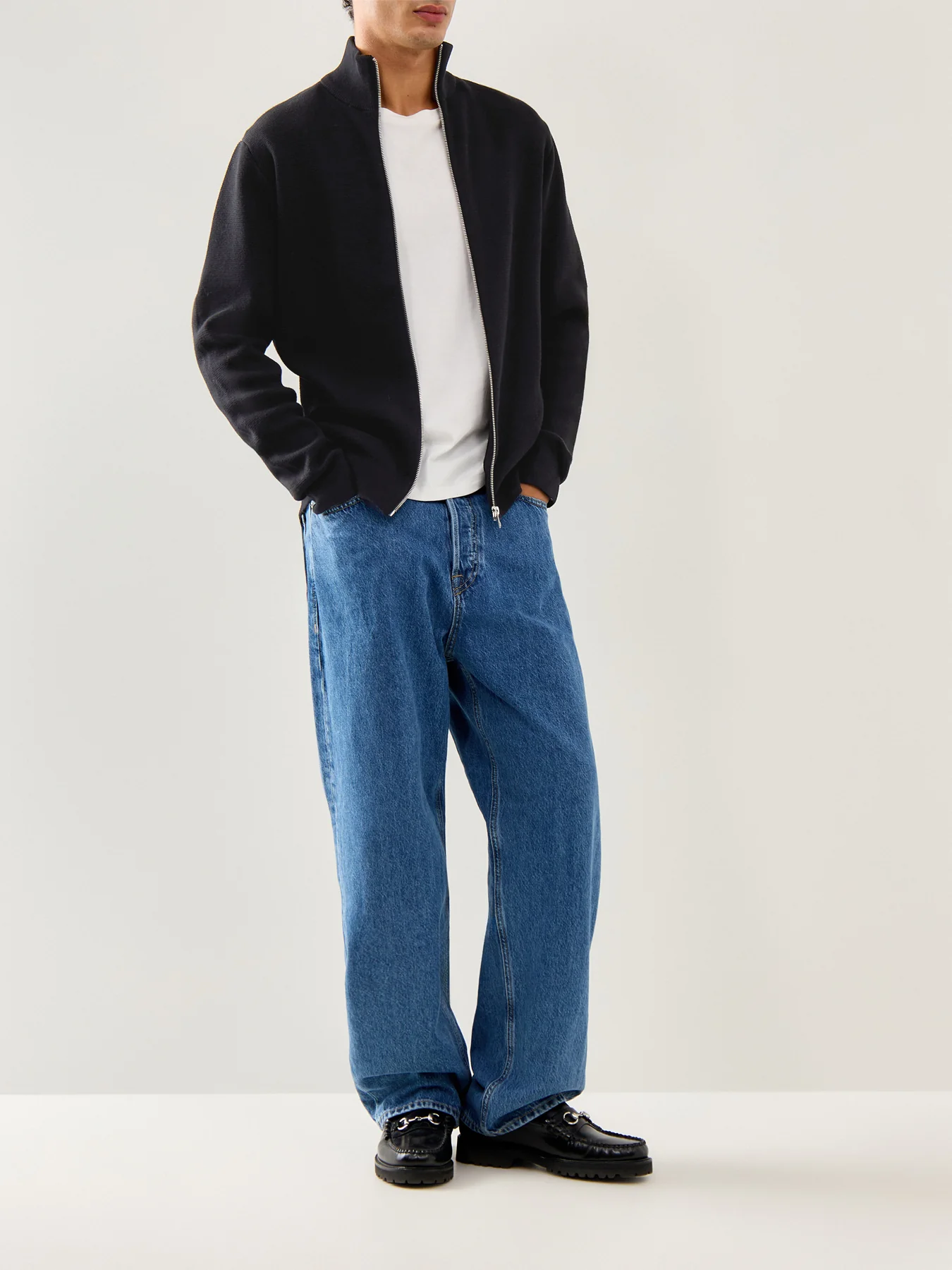 Milano Stitch High Neck Cardigan Black - Image 2