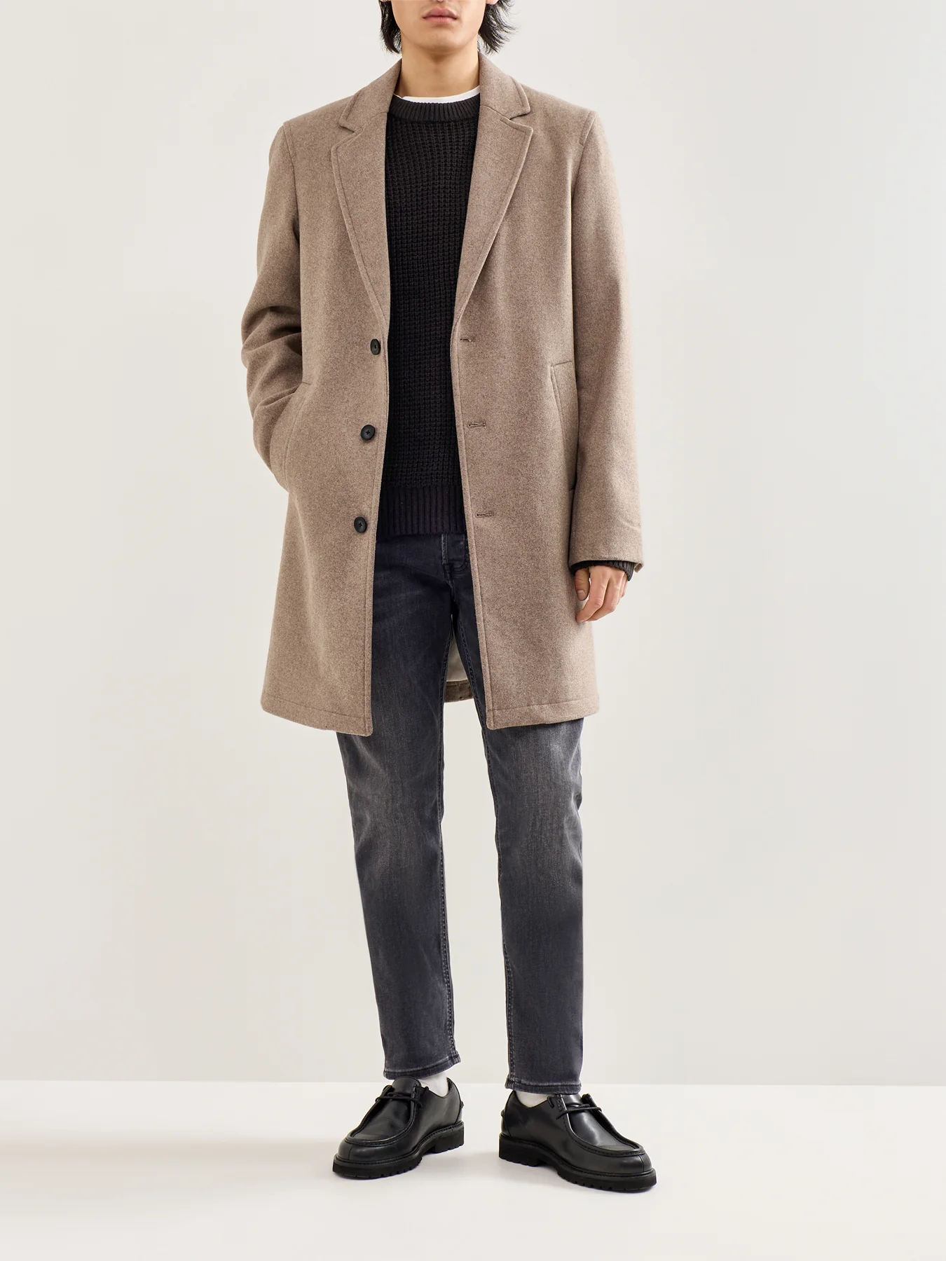 Wool Blend Overcoat Beige - Image 2