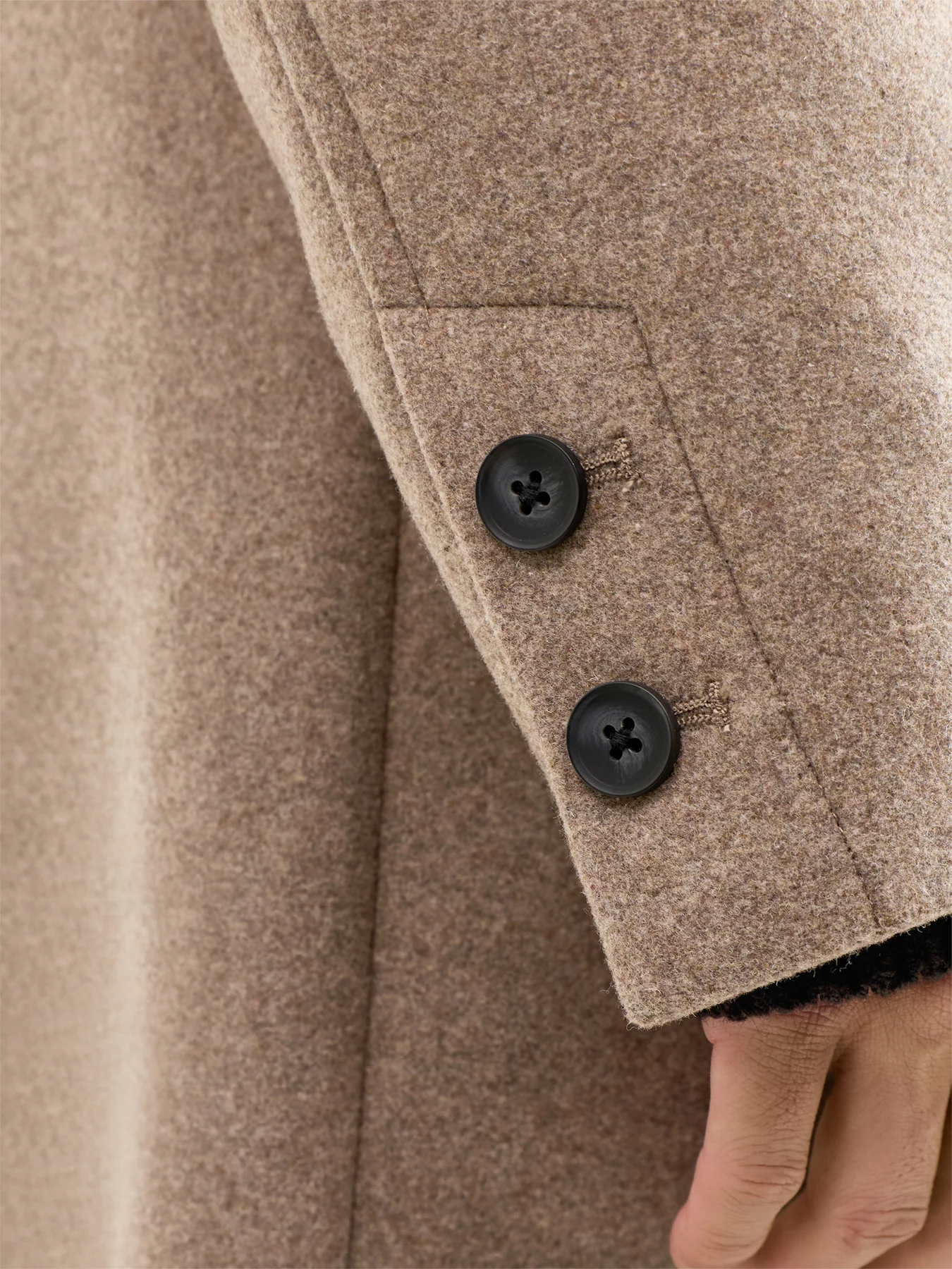 Wool Blend Overcoat Beige - Image 3