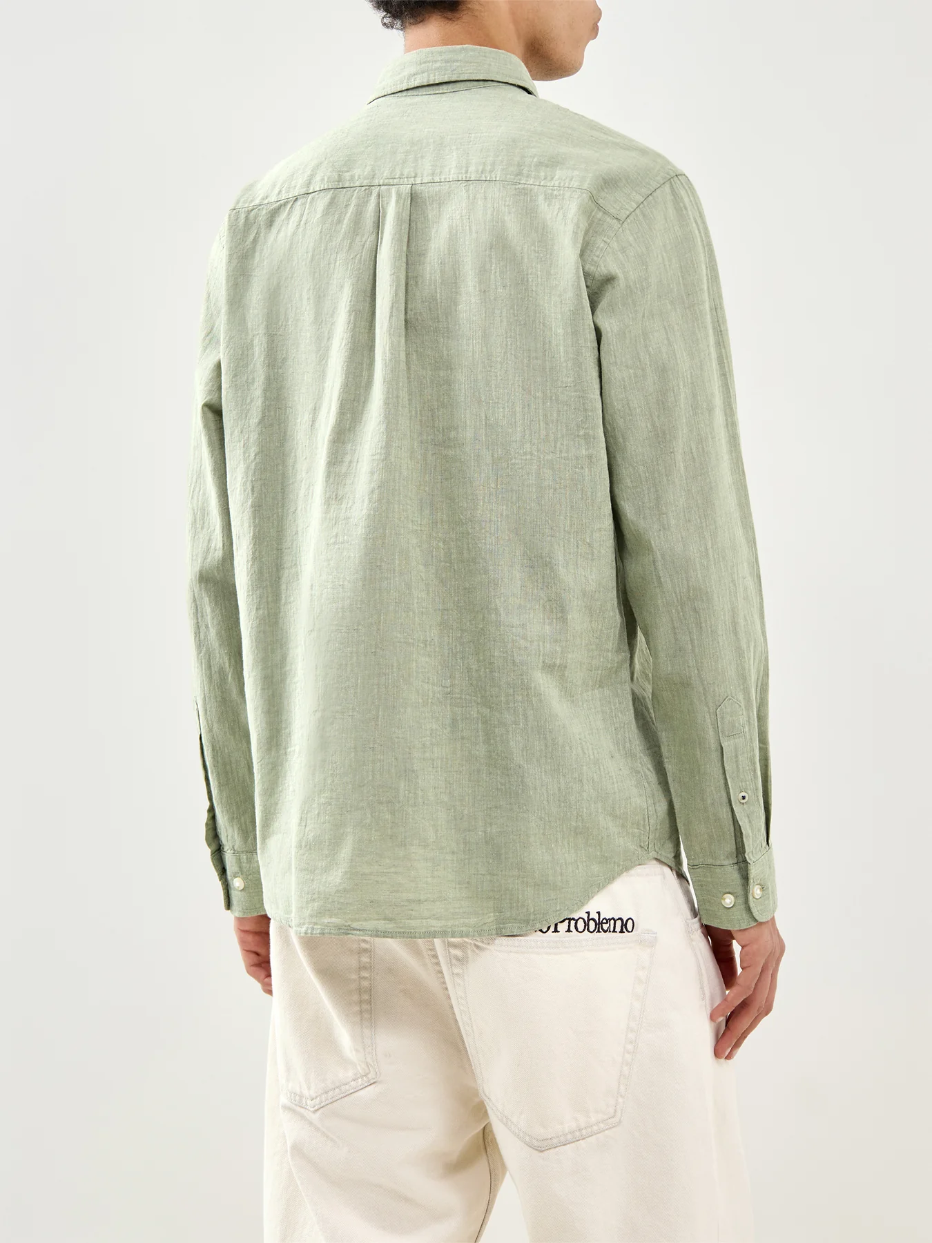 Summer Linen Blend Shirt Green - Image 5