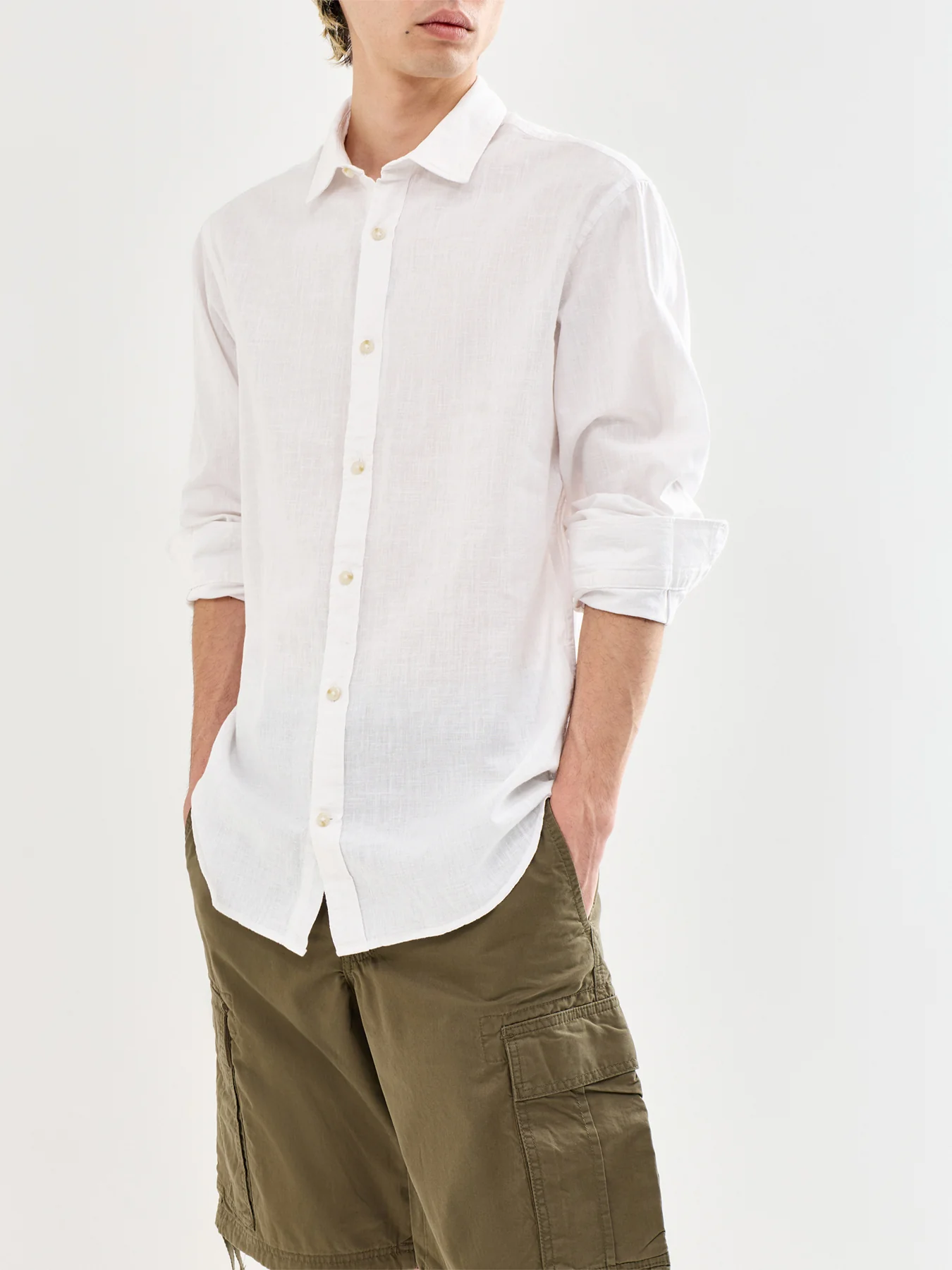 Summer Linen Blend Shirt White - Image 4