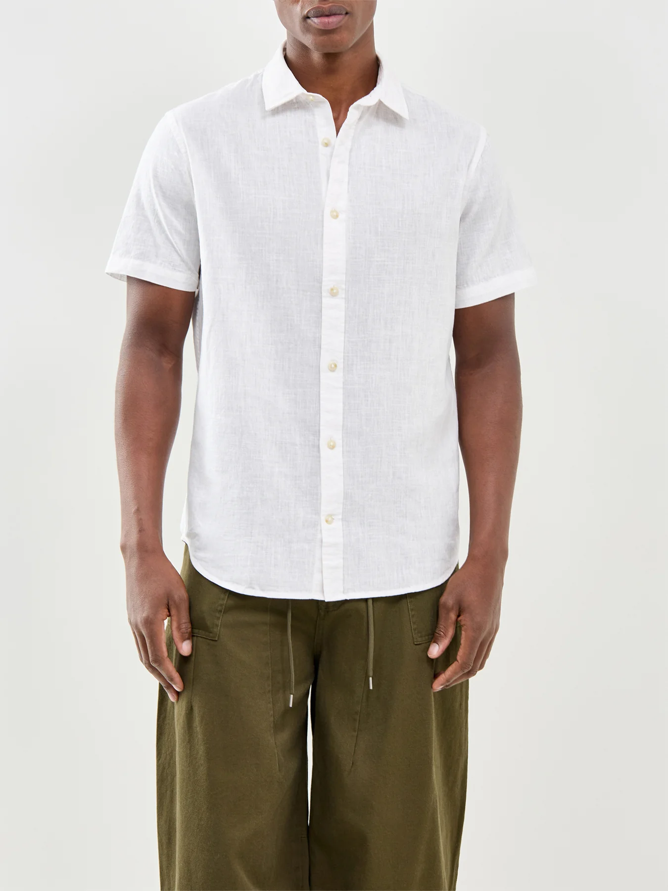 Summer Linen Blend Short Sleeve Shirt White - Image 4