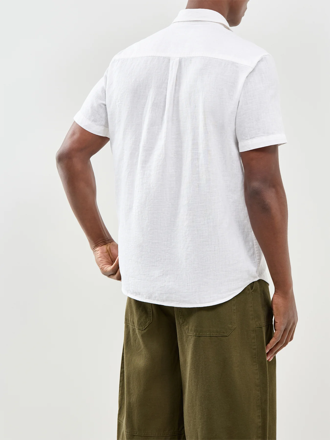 Summer Linen Blend Short Sleeve Shirt White - Image 5