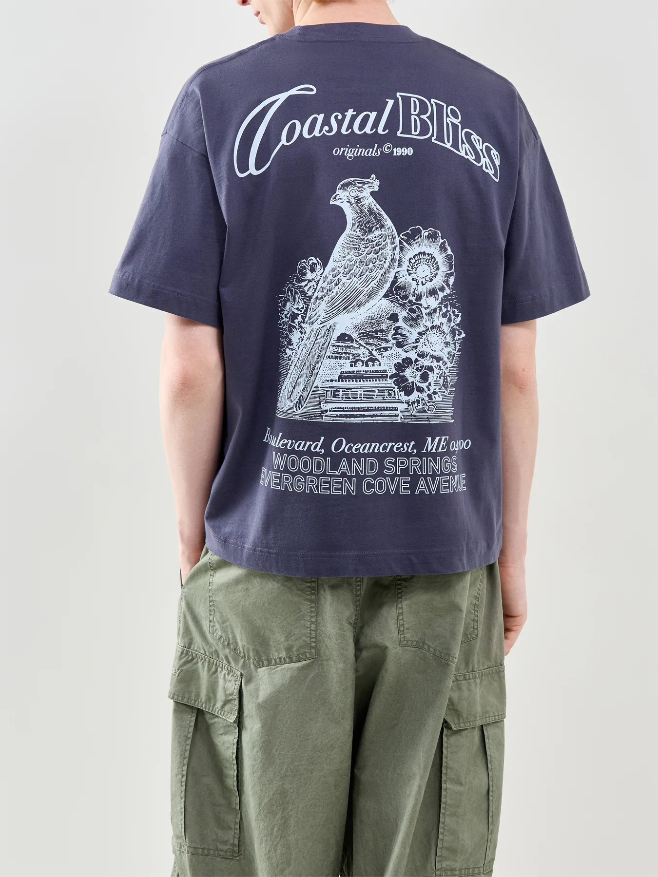 Back Print T Shirt Navy - Image 5