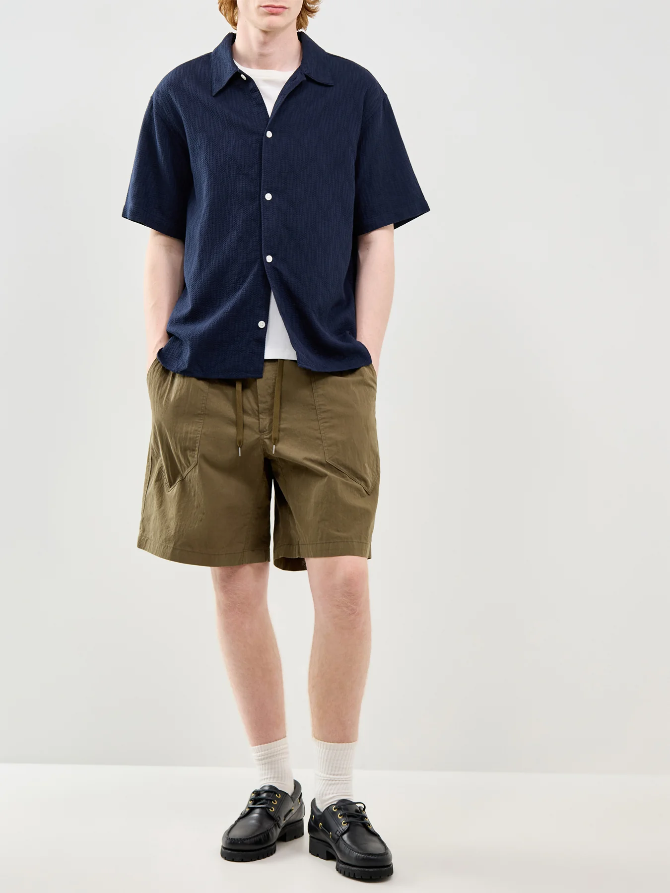 Jormontauk Wavy Texture Short Sleeve Shirt Navy - Image 2