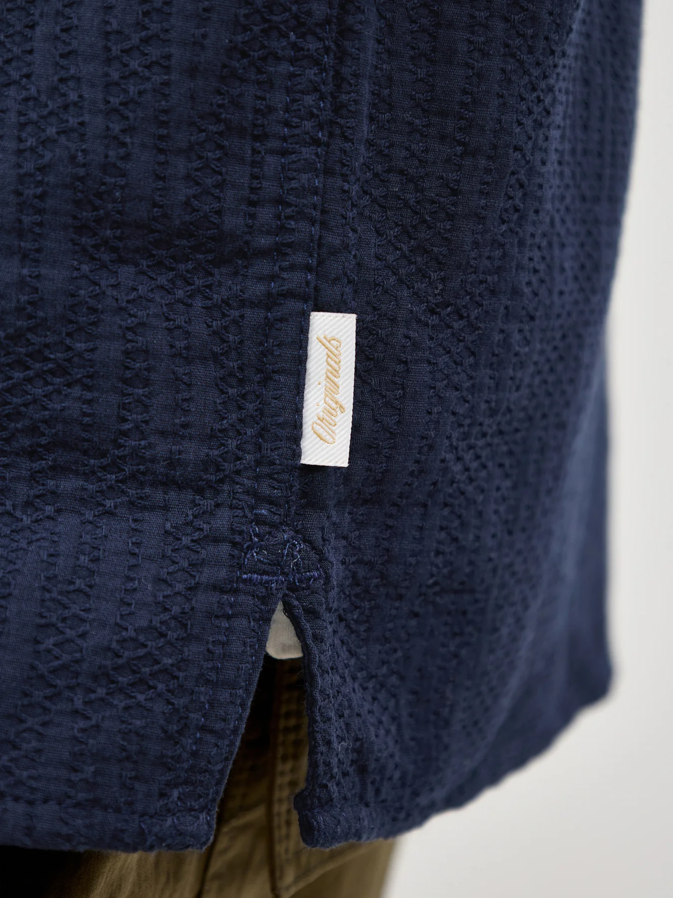Jormontauk Wavy Texture Short Sleeve Shirt Navy - Image 3