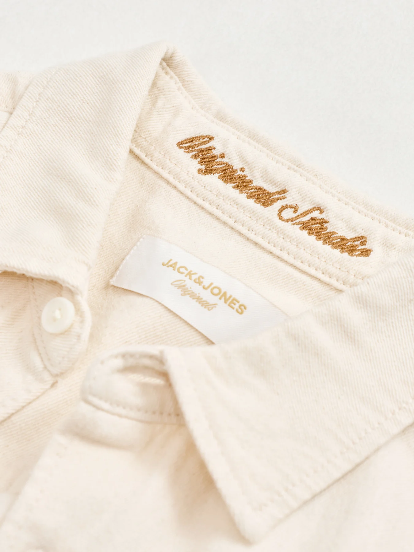 Long Sleeve Denim Shirt Cream - Image 3