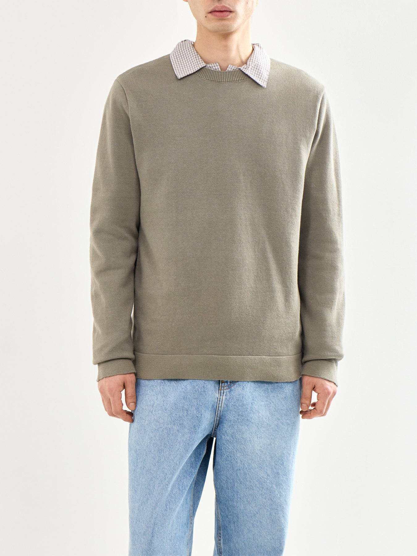 Spring Knit Crew Neck Olive - Image 4