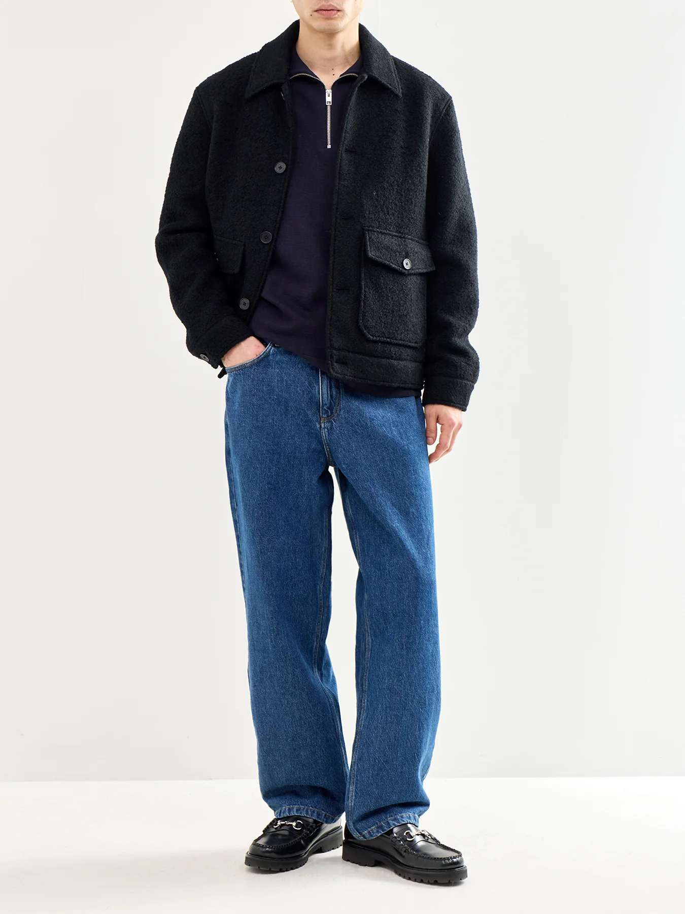 Spring Knit Half Zip Navy - Image 2