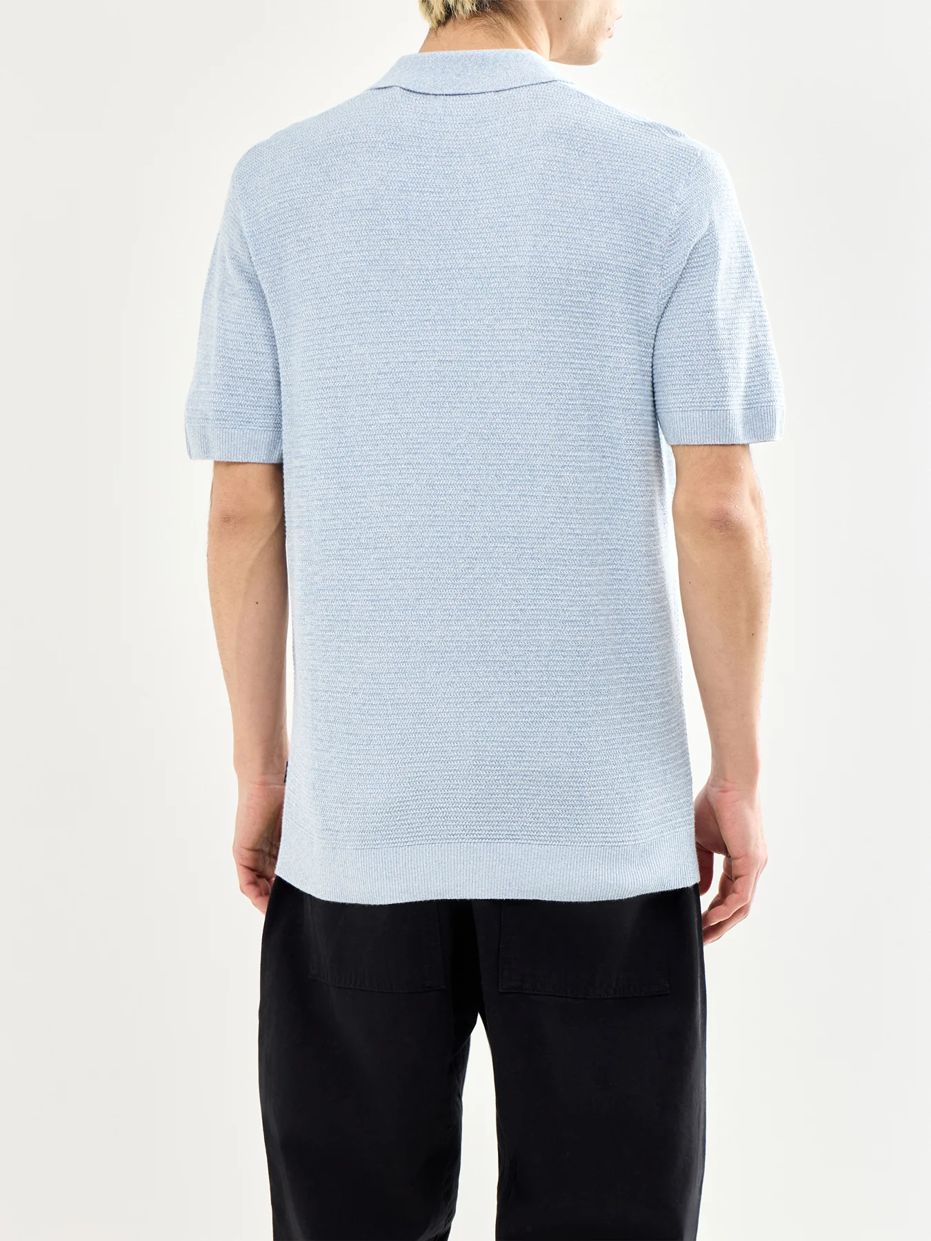 Knit Polo Shirt Blue - Image 5