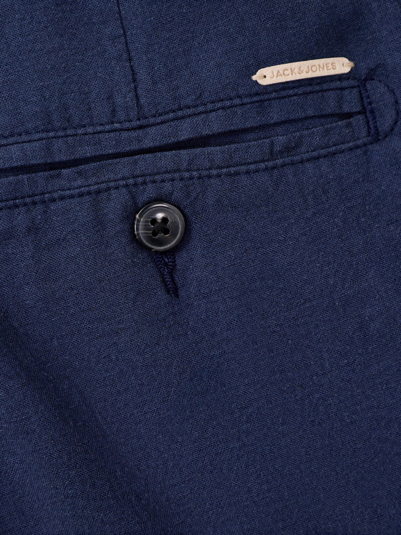 Linen Blend Chino Trousers Navy - Image 3