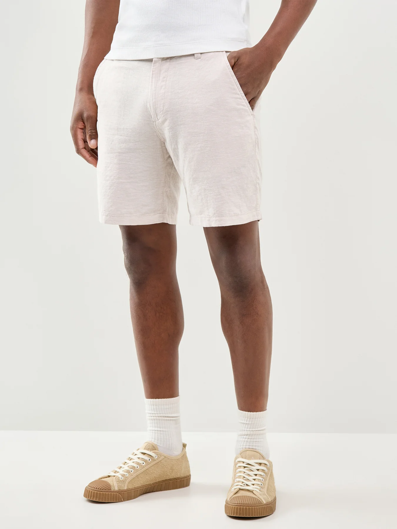 Jpstace Summer Linen Blend Shorts Cream - Image 4