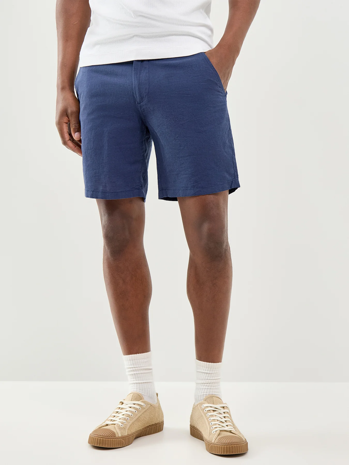 Stace Linen Blend Chino Shorts Navy - Image 4