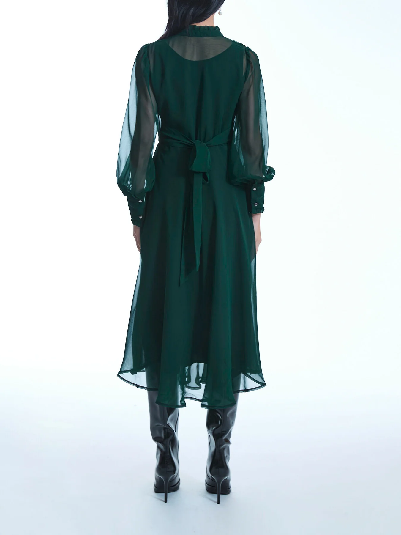 Green Ruffle Shift Midi Dress - Image 4