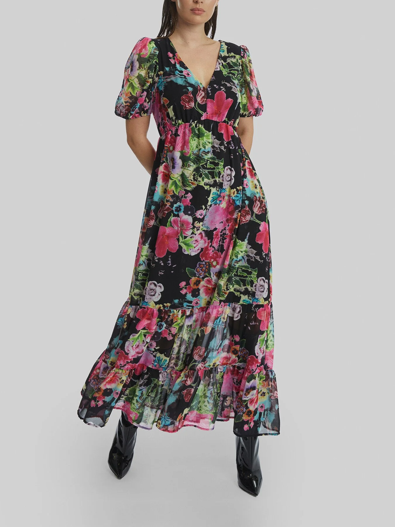V-neck Floral Midi Dress - Image 4
