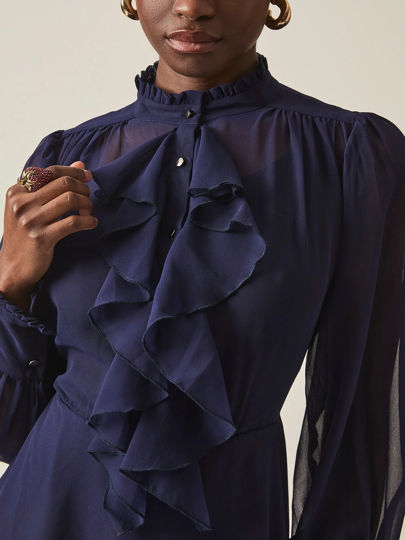 Ruffle Shift Midi Dress - Image 4